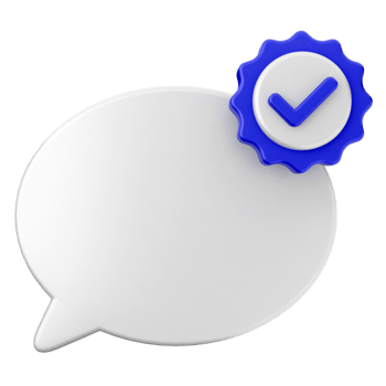 A speech bubble with a blue tick and a blue seal png