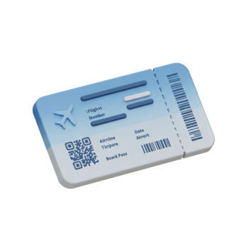 3D Render of a Modern Airplane Boarding Pass Ticket for Travel and Flight Booking png
