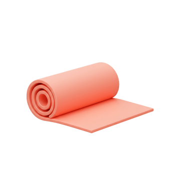 Rolled Coral Pink Yoga Mat, Soft Fitness Exercise Equipment, 3D Rendered Illustration png
