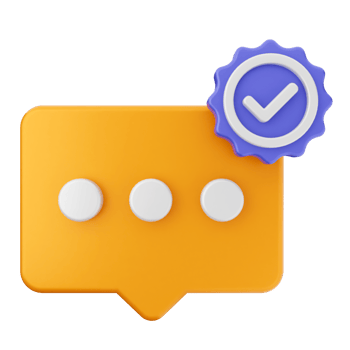 A chat bubble with a check mark and a button png