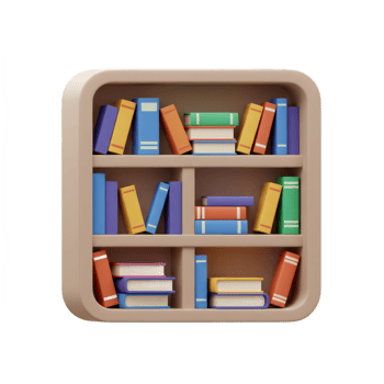 Colorful 3D Render of a Bookshelf Filled with Various Books, a Digital Illustration of a Library png