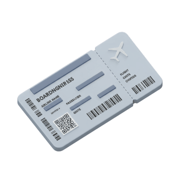 Detailed 3D Render of a Realistic Airplane Boarding Pass Ticket for Air Travel png