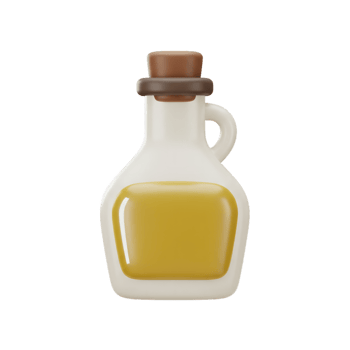 A 3D Render of a Jug of Golden Oil with a Brown Cork, Perfect for Culinary or Health-Related Designs png