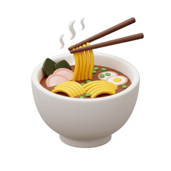 Delicious 3D Render of Ramen Noodles Being Lifted with Chopsticks from a Bowl, Appetising Japanese Cuisine png