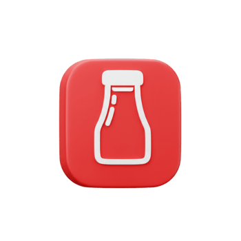 Red Square Icon 3D Render. Bottle Design App UI Element for Condiment Packaging png
