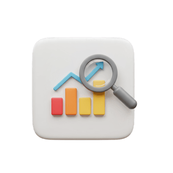 Analyzing Growth Trends Data Insights 3D Rendered Icon Magnifying Glass Chart png