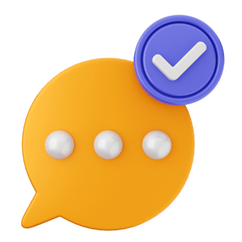 A chat bubble with a check mark and a pearl png