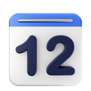 A calendar icon with the number twelve on it png