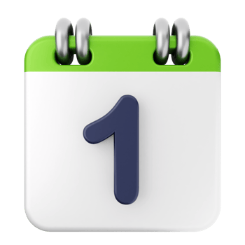 A calendar icon with the number one on it png