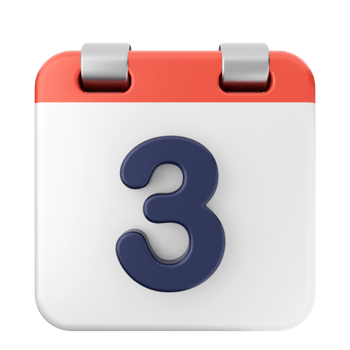A calendar icon with the number three on it png