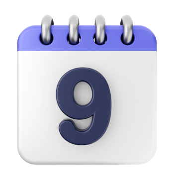 A calendar icon with the number 9 on it png