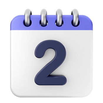 A calendar with the number two on it png