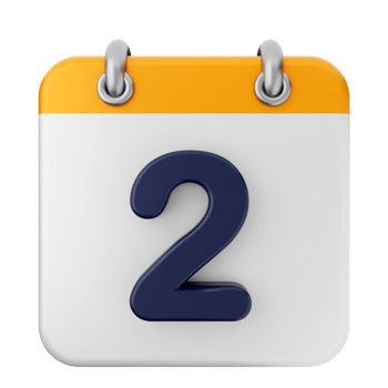A calendar icon with the number two on it png