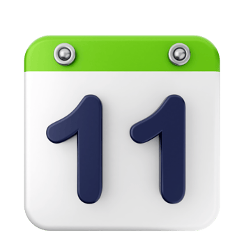A calendar icon with the number 11 on it png