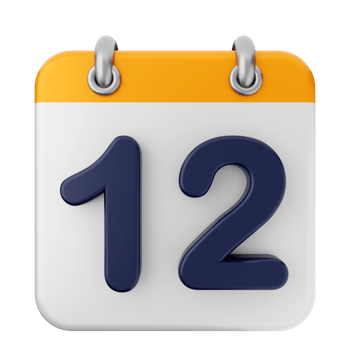 A calendar with the number twelve on it png