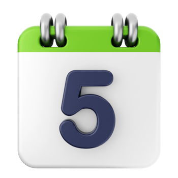 A calendar icon with the number five on it png