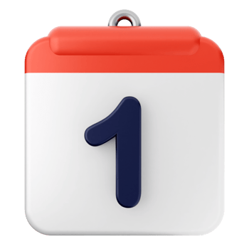A calendar with the number one on it png