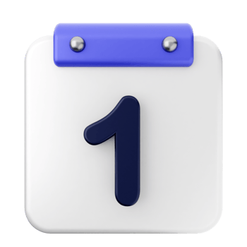 A calendar icon with the number one on it png
