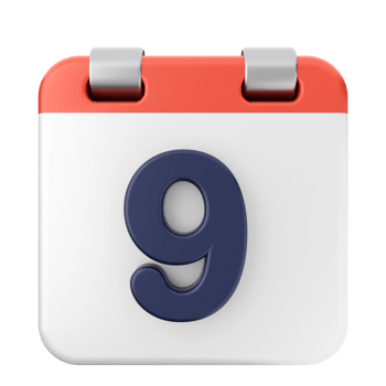 A calendar icon with the number 9 on it png