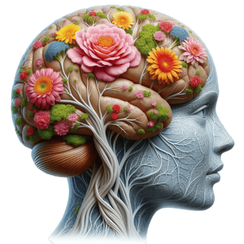 Surreal Floral Head Sculpture with Artistic Beauty png