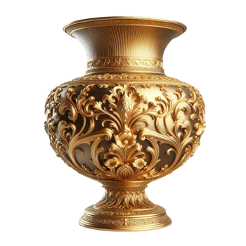 Ornate Gold Vase with Regal Aesthetic png