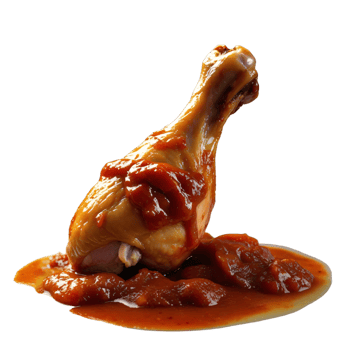 A chicken leg with sauce on it png