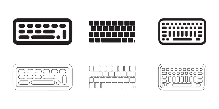 Computer Keyboard Icon Set Clean Lines vector