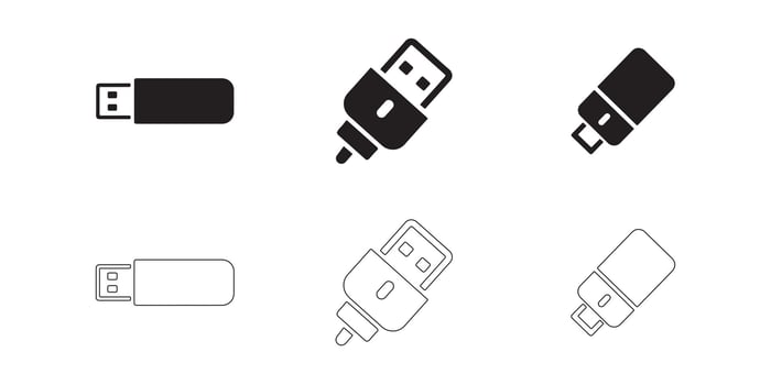 USB Flash Drive Icon Set with Clean Lines vector