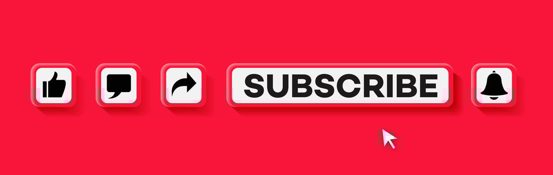 Like, comment, share, subscribe and notification bar 3d style vector
