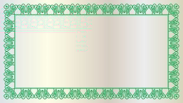 Luxury corner green rectangle certificate border pattern line photo frame islamic wedding invitation white background vector