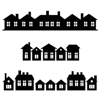 Silhouette Illustration of City Houses and Rooflines vector