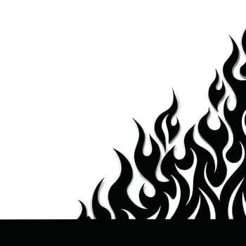 black flame silhouette on white background, abstract fire design for tattoo, decals, and graphics vector