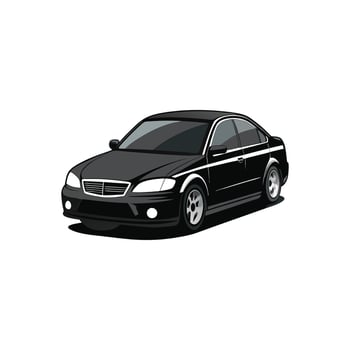 Detailed Black Sedan Blueprint Illustration Design vector