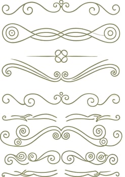 Elegant Decorative Swirl Dividers Ornamental Flourishes Vintage Borders Line Art vector