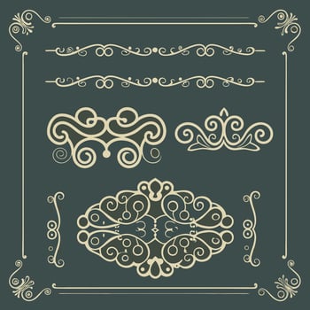 Elegant Ornamental Borders Flourishes Vintage Decorative Frames Swirl Design Art vector