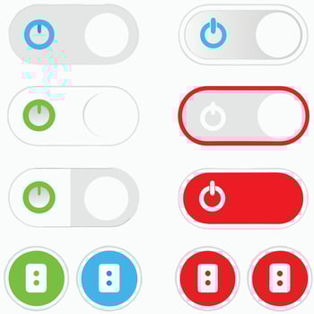 Toggle Switch Icons On Off Buttons, Power Symbols, UI Controls, Set, Digital Interface vector