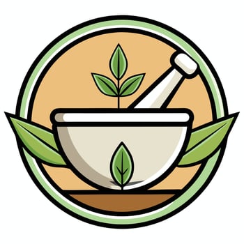 Herbal Medicine Mortar and Pestle Natural Remedy Logo Design vector