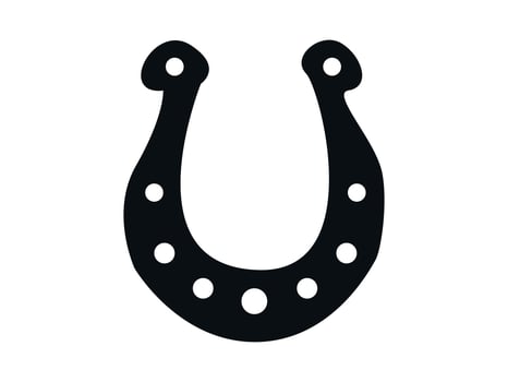 Black Silhouette of Horseshoe isolated on White Background. Concept of Luck Symbol, Fortune Charm, Equine Equipment, Minimalist Design. Decorative Element for Good Fortune Iconography, Horse Theme vector
