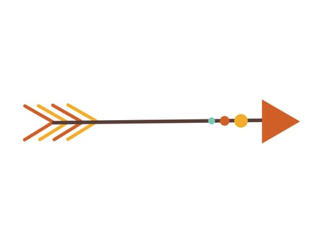 Bohemian tribal arrow with ethnic ornaments and patterns isolated on white background. Concept of archery sports, ancient hunting tool, cultural design inspired by Indian, African, Mayan, traditions vector
