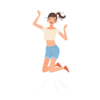 Jumping Teen character Illustration on a white background vector
