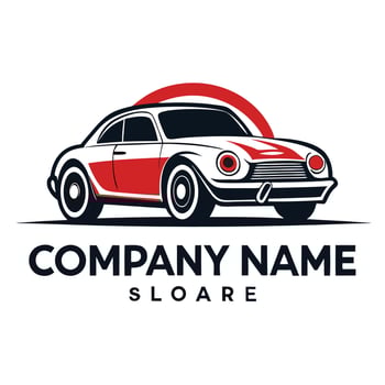 a red and white car logo design vector
