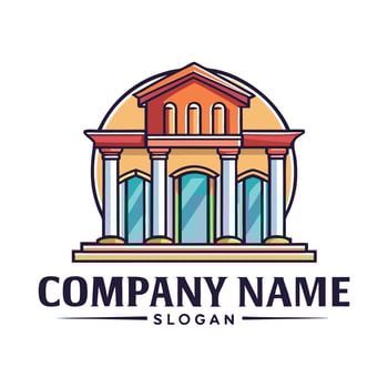 a building with a window and a door logo vector