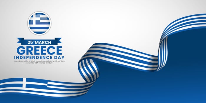 Greece Waving flag banner background template for Greek independence day vector