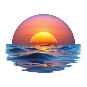 Ocean Sunset Vibrant Colors and Tranquil Waves png
