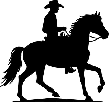 Cowboy Riding Horse Silhouette Clipart vector