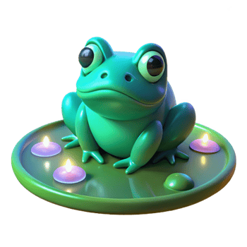 serene rustic 3D Render of a Frog on a Lily Pad with Candles high quality png