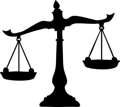 Balanced Justice Scales Silhouette for Legal Illustration and Design vector