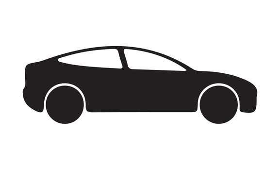Car monochrome icon silhouette, automotive, black, shape, flat sign, symbol, vector