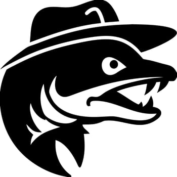Cartoon Fish Wearing Hat Illustration for Logo or T-Shirt Design vector