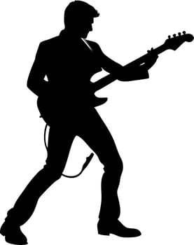 Electric Guitarist Silhouette for Music Art and Design Projects vector